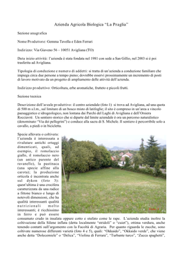 Azienda Agricola Biologica “La Praglia”