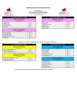 Practice Groups / Music Rotation