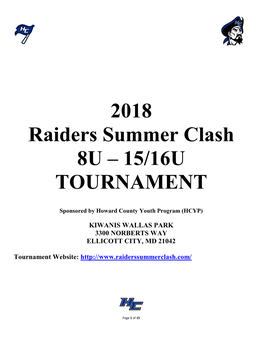 2018 Raiders Summer Clash 8U – 15/16U TOURNAMENT