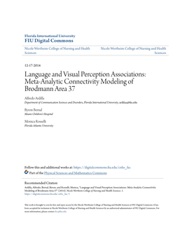 Meta-Analytic Connectivity Modeling of Brodmann Area 37