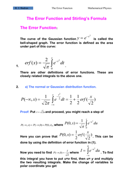 The Error Function Mathematical Physics