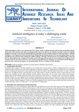 Artificial Intelligence in Today's Challenging World
