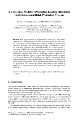 A Conceptual Model for Production Leveling (Heijunka) Implementation in Batch Production Systems