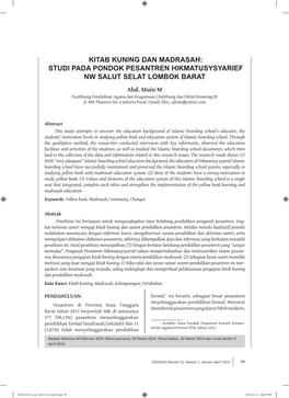 KITAB KUNING DAN MADRASAH: STUDI PADA PONDOK PESANTREN HIKMATUSYSYARIEF NW SALUT SELAT LOMBOK BARAT Abd