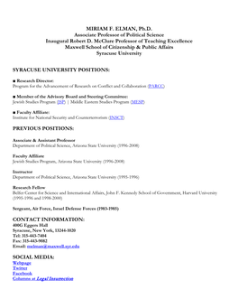 Miriam Elman CV