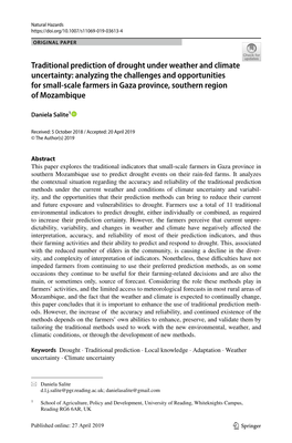 Traditional Prediction of Drought Under Weather and Climate Uncertainty