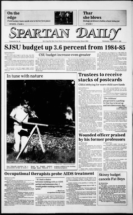 SJSU Budget up 3.6 Percent from 1984-85