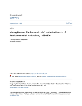 Making Fenians: the Transnational Constitutive Rhetoric of Revolutionary Irish Nationalism, 1858-1876