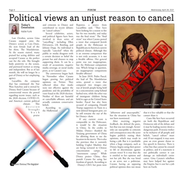 Political Views an Unjust Reason to Cancel