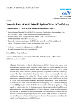 Versatile Roles of K63-Linked Ubiquitin Chains in Trafficking