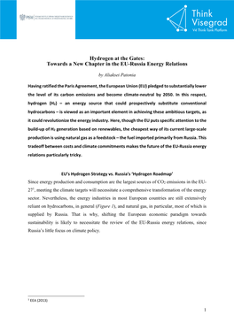 Hydrogen at the Gates: Towards a New Chapter in the EU-Russia Energy Relations