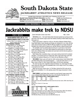 South Dakota State JACKRABBIT ATHLETICS NEWS RELEASE