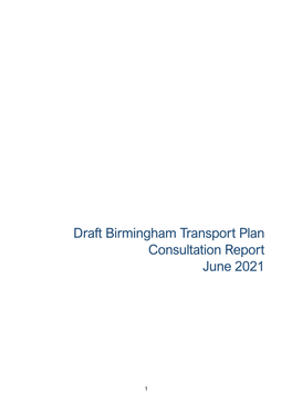 Birmingham Transport Plan Consultation Report June 2021