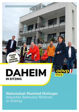 Nationalrat Manfred Hofinger Besuchte Betreutes Wohnen in Eitzing
