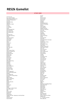 Res2k Gamelist ATARI 2600