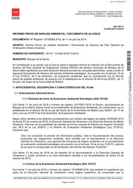 Informe Previo De Análisis Ambiental / Documento De Alcance