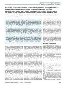 Toxicogenomics Article