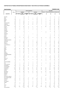 Pontevedra Febrero 2006 Tipo De Contrato Sectores