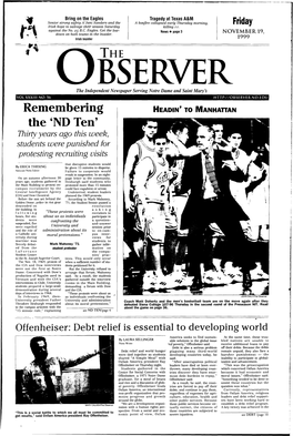 Remembering HEADIN' to Manhanan the 'ND Ten' Thirty Years Ago This Week, Students Were Punished for Protesting Recruiting Visits