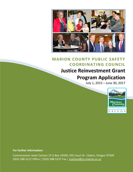 Justice Reinvestment Grant Program Application July 1, 2015 – June 30, 2017