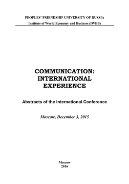 Communication: International Experience