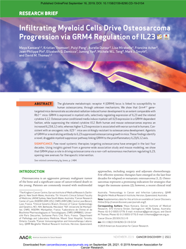 Infiltrating Myeloid Cells Drive Osteosarcoma Progression Via GRM4 Regulation of IL23