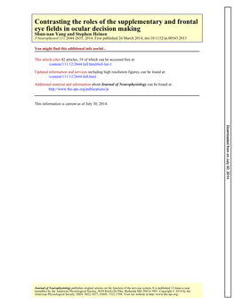 Eye Fields in Ocular Decision Making Contrasting the Roles of The