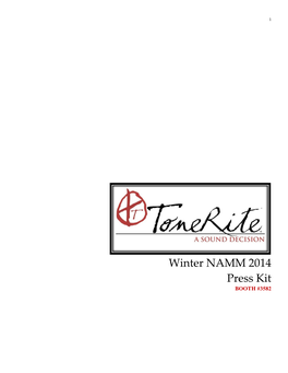 Winter NAMM 2014 Press Kit BOOTH #3582