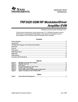 TRF3520 GSM RF Modulator/Driver Amplifier EVM
