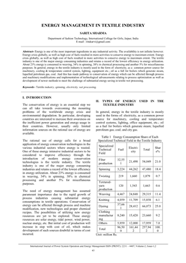 Energy Management in Textile Industry