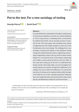 For a New Sociology of Testing