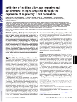 Inhibition of Midkine Alleviates Experimental Autoimmune Encephalomyelitis Through the Expansion of Regulatory T Cell Population