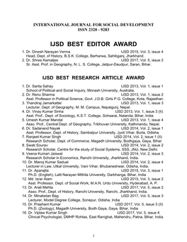 Ijsd Best Editor Award