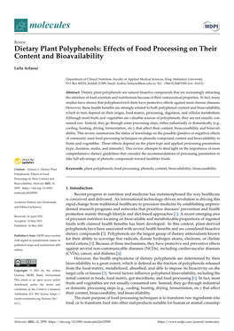 Dietary Plant Polyphenols: Effects of Food Processing on Their Content and Bioavailability