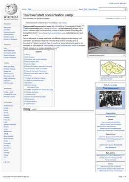 Theresienstadt Concentration Camp from Wikipedia, the Free Encyclopedia Coordinates: 50°30′48″N 14°10′1″E