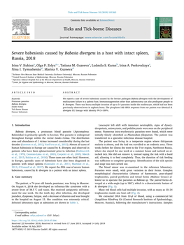 Severe Babesiosis Caused by Babesia Divergens in a Host with Intact Spleen, Russia, 2018 T ⁎ Irina V