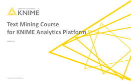 Text Mining Course for KNIME Analytics Platform