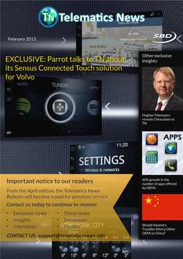 Parrot Talks to TN About Its Sensus Connected Touch Solution for Volvo APPS