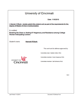Breaking the Glass Or Sealing It? Hegemony and Resistance Among College Women Anticipating Careers