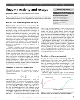 Enzyme Activity and Assays Introductory Article