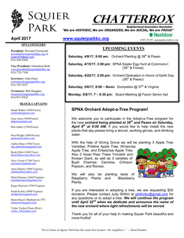 Chatterbox Neighborhood Association Newsletter “We Are HISTORIC, We Are ORGANIZED, We Are SOCIAL, We Are PROUD"