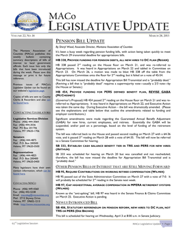 Maco LEGISLATIVE UPDATE VOLUME 22, NO