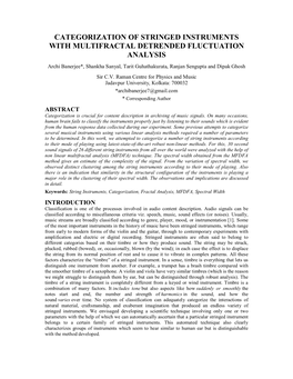 Categorization of Stringed Instruments with Multifractal Detrended Fluctuation Analysis