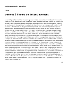 Damous À L'heure Du Désenclavement