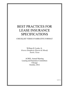 Best Practices for Lease Insurance Specifications