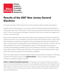 Results of the 2007 New Jersey General Elections