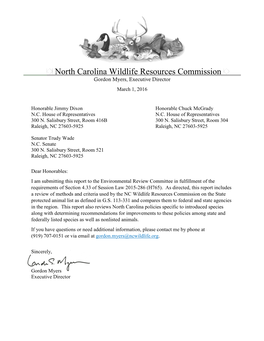 North Carolina Wildlife Resources Commission Gordon Myers, Executive Director