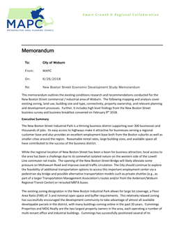 New Boston Street Economic Development Study Memorandum