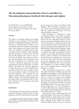 The Development and Production of Leaves and Tillers by Marandu Palisadegrass Fertilised with Nitrogen and Sulphur