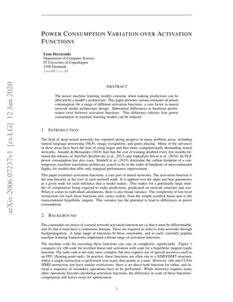 Power Consumption Variation Over Activation Functions